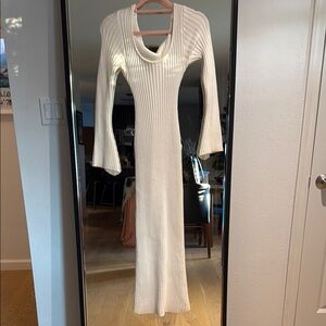 12th Tribe White Long Sleeve Ribbed Dress